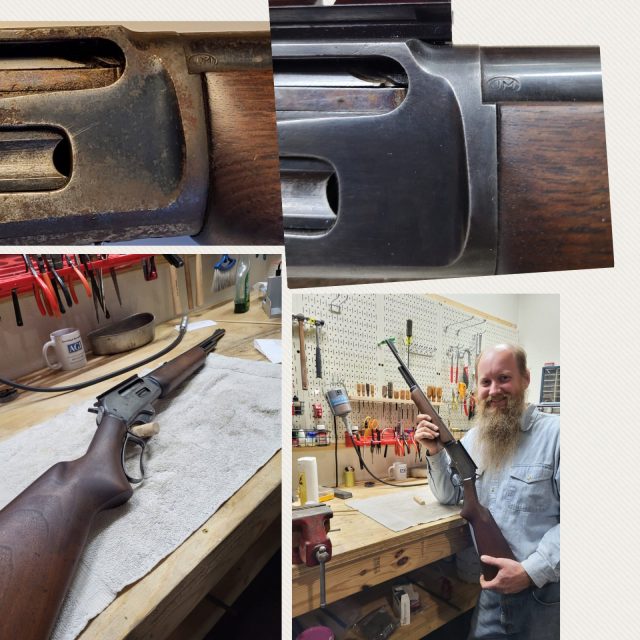 Completed gunsmithing work from Ben's shop