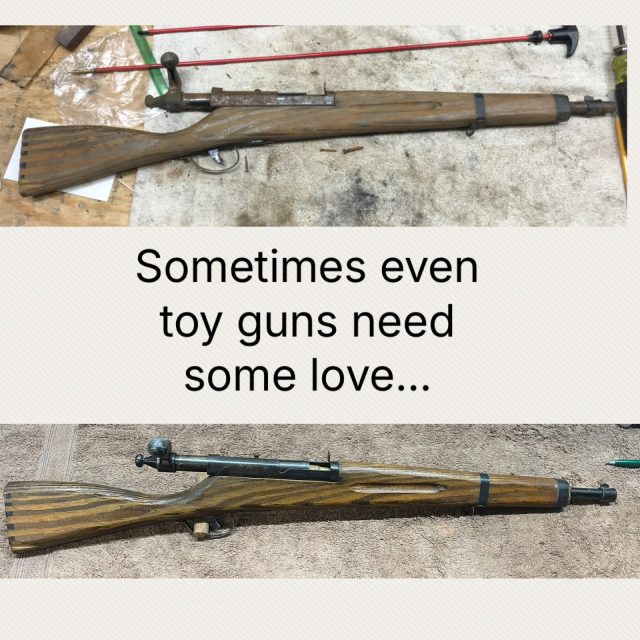 Completed gunsmithing work from Ben's shop