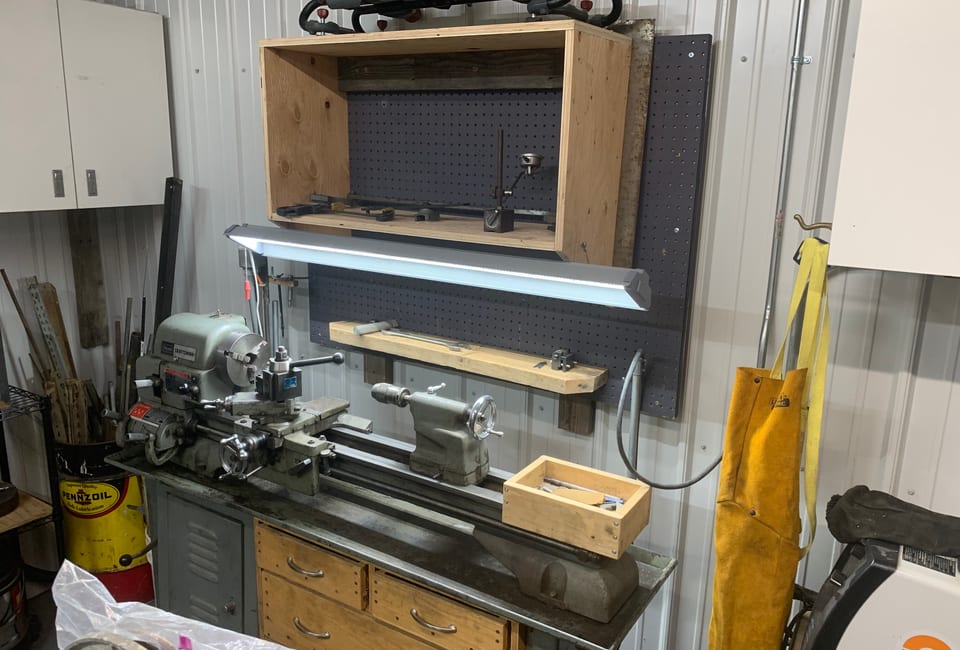 The metal lathe station set up for barrel and precision work.